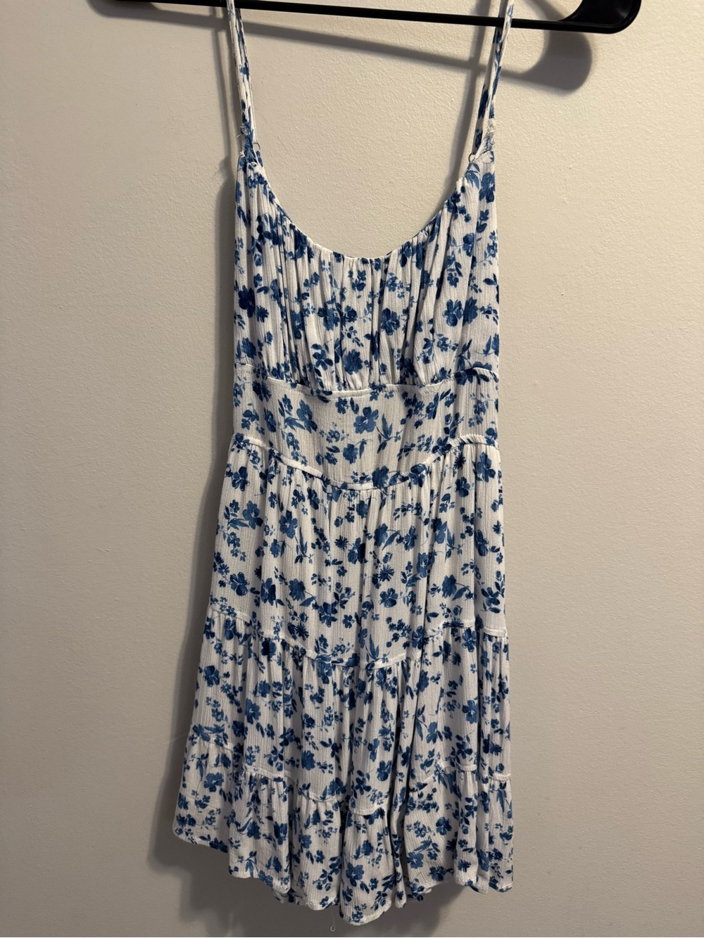 Forever 21 White Mini Dress with Blue Floral Print
